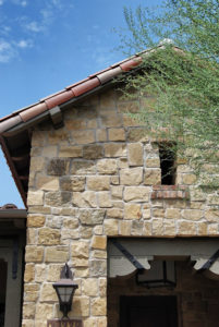 Brick exterior of townhouse in private desert community