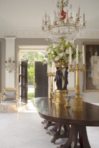 Elegant white and gold entryway interior design