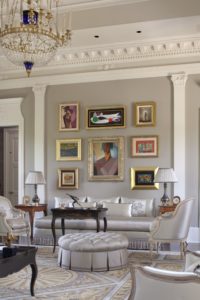 Elegant gold and silver living room interior design