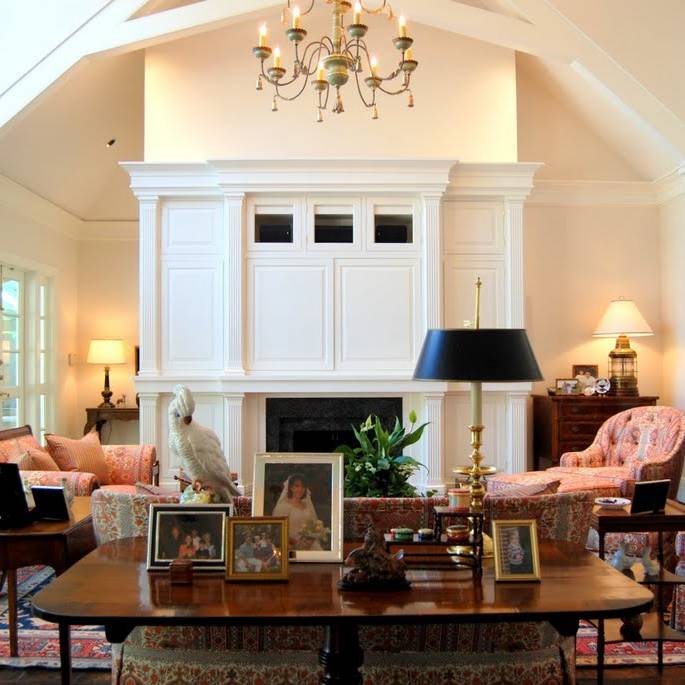Elegant living room interior design with red furniture