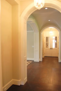 Newly remodeled entryway with chandelier