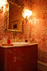 Red elegant bathroom interior design