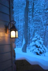 Outdoor lamp on a snowy scene