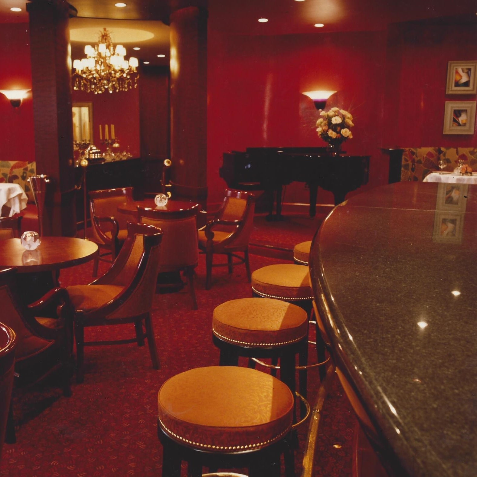 Bar and dining interior design at Tony's