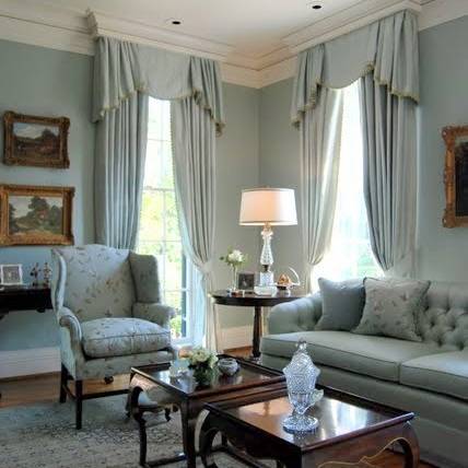 Traditional powder blue living room interior design