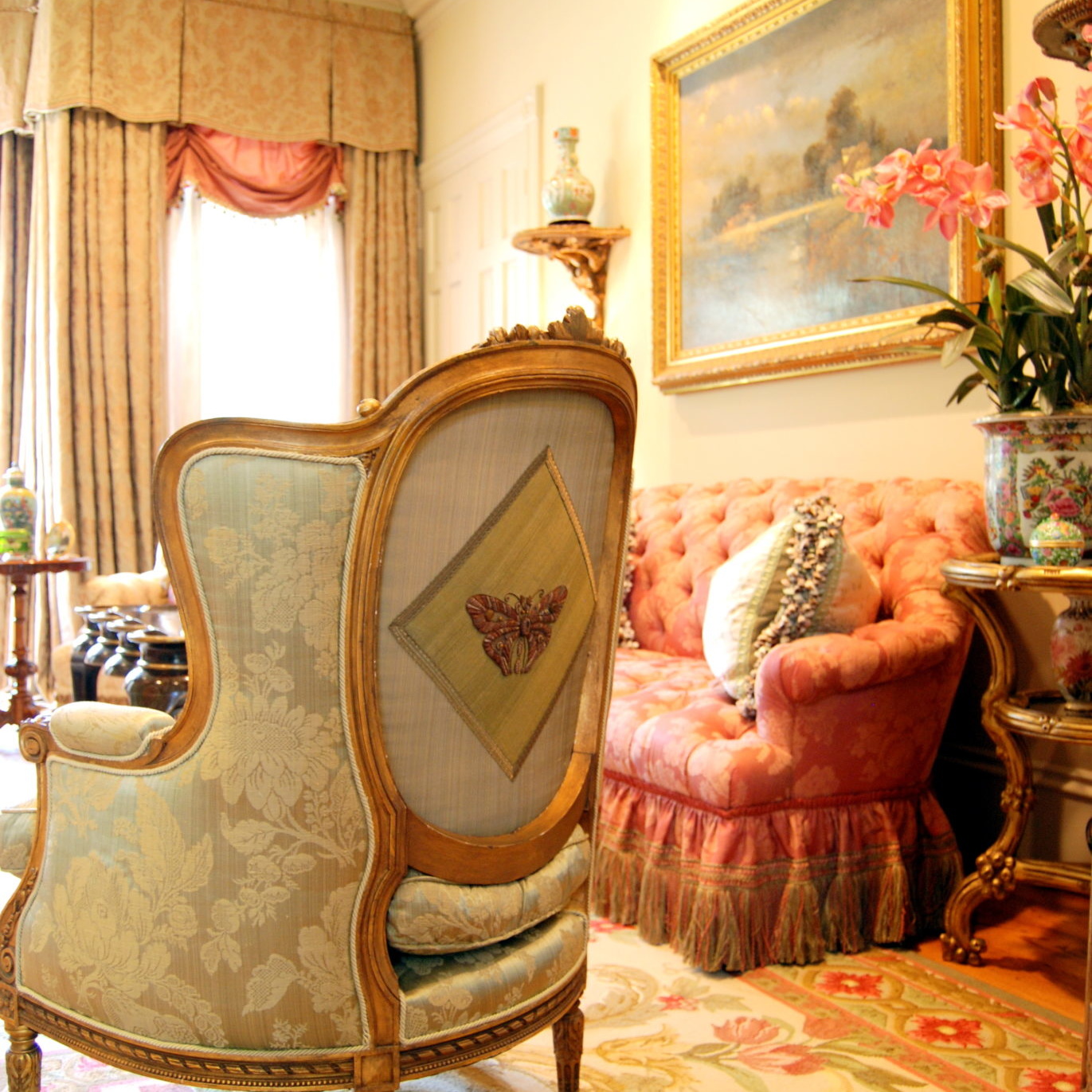 Elegant decorative armchair and sofa