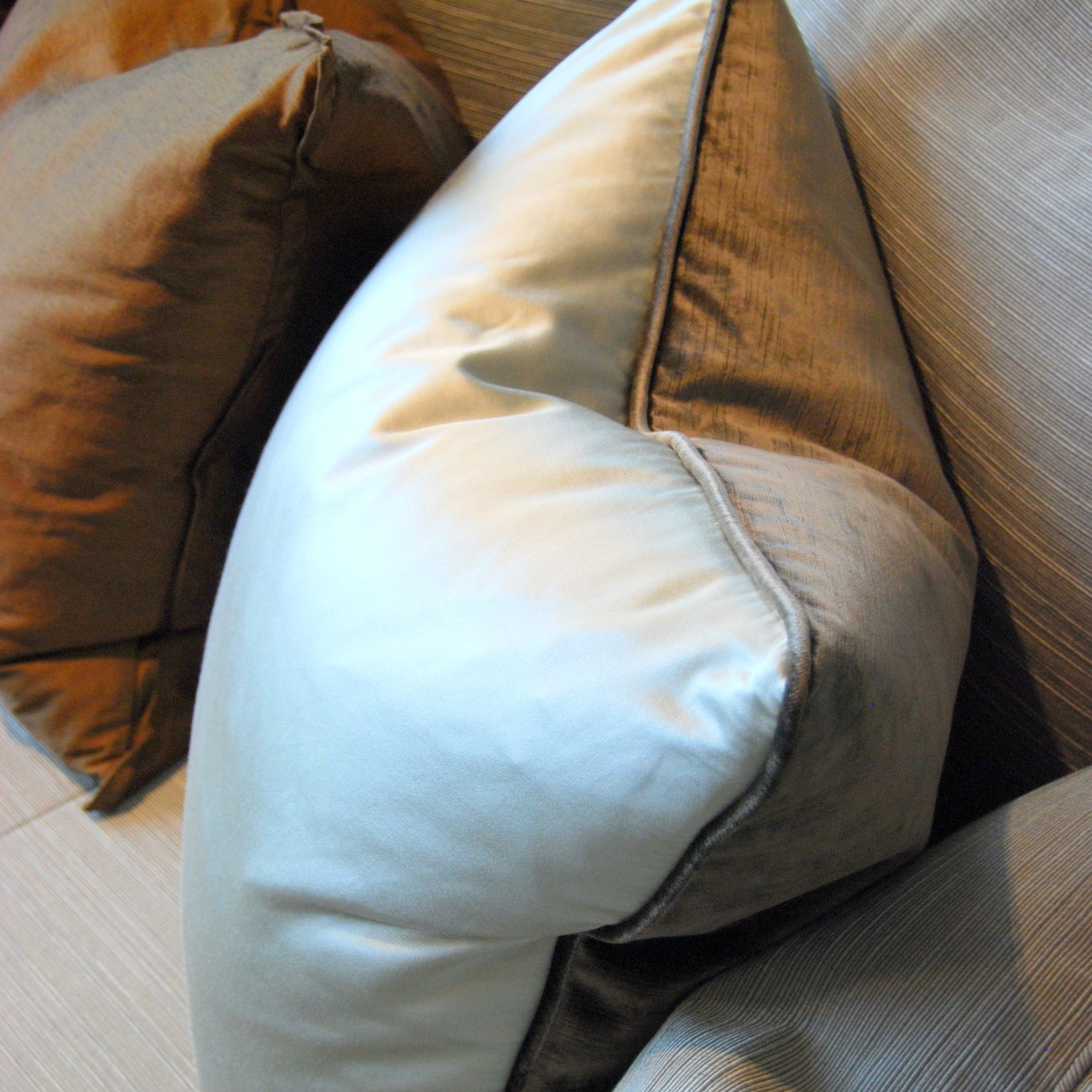 Luxurious silk sofa pillows