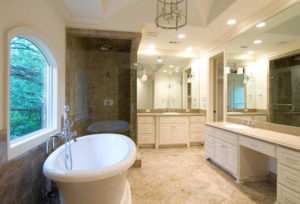 Cream marble bathroom interior design
