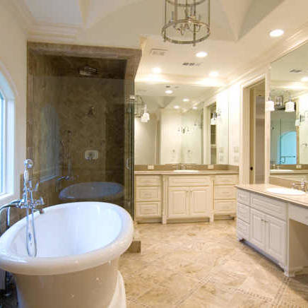 Cream marble bathroom interior design