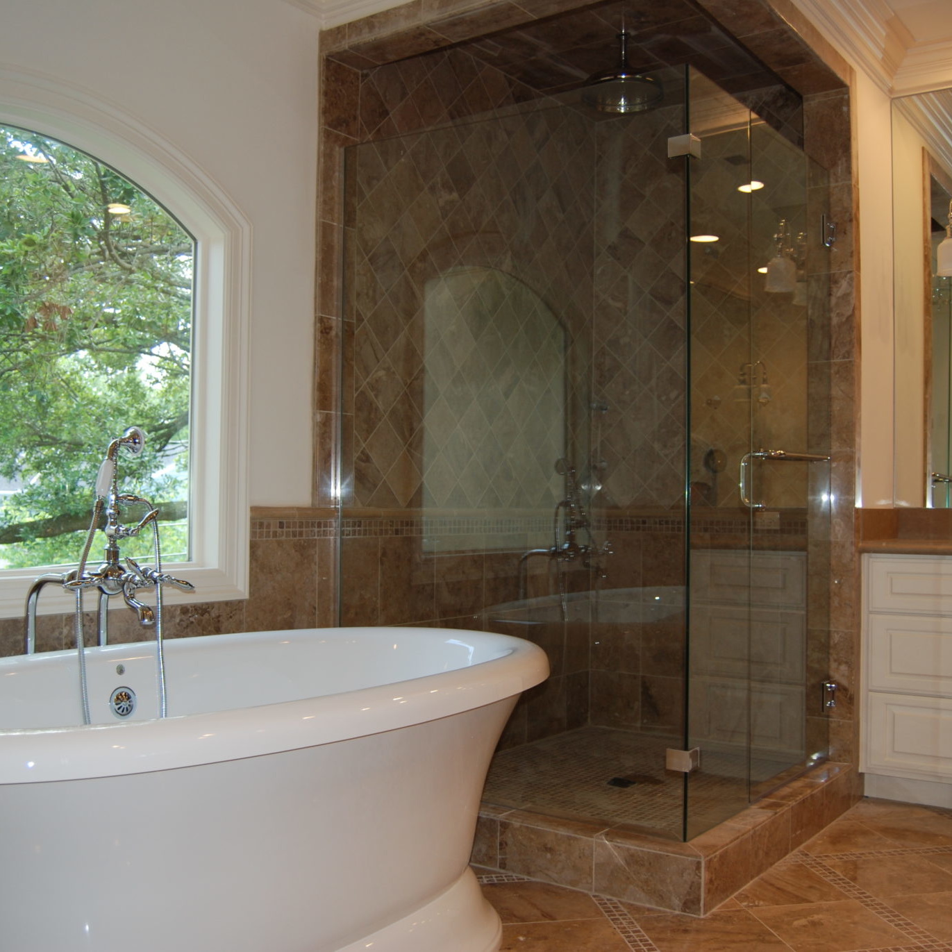 Bathroom interior design with large tub